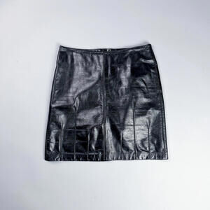 Vintage Black Leather Mini Skirt by Rudsak